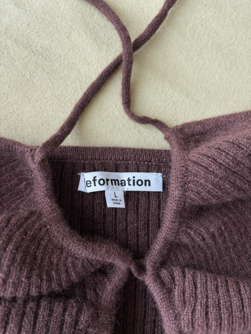 Reformation Ribbed Brown Halter Crop Top - Picture 3 of 4